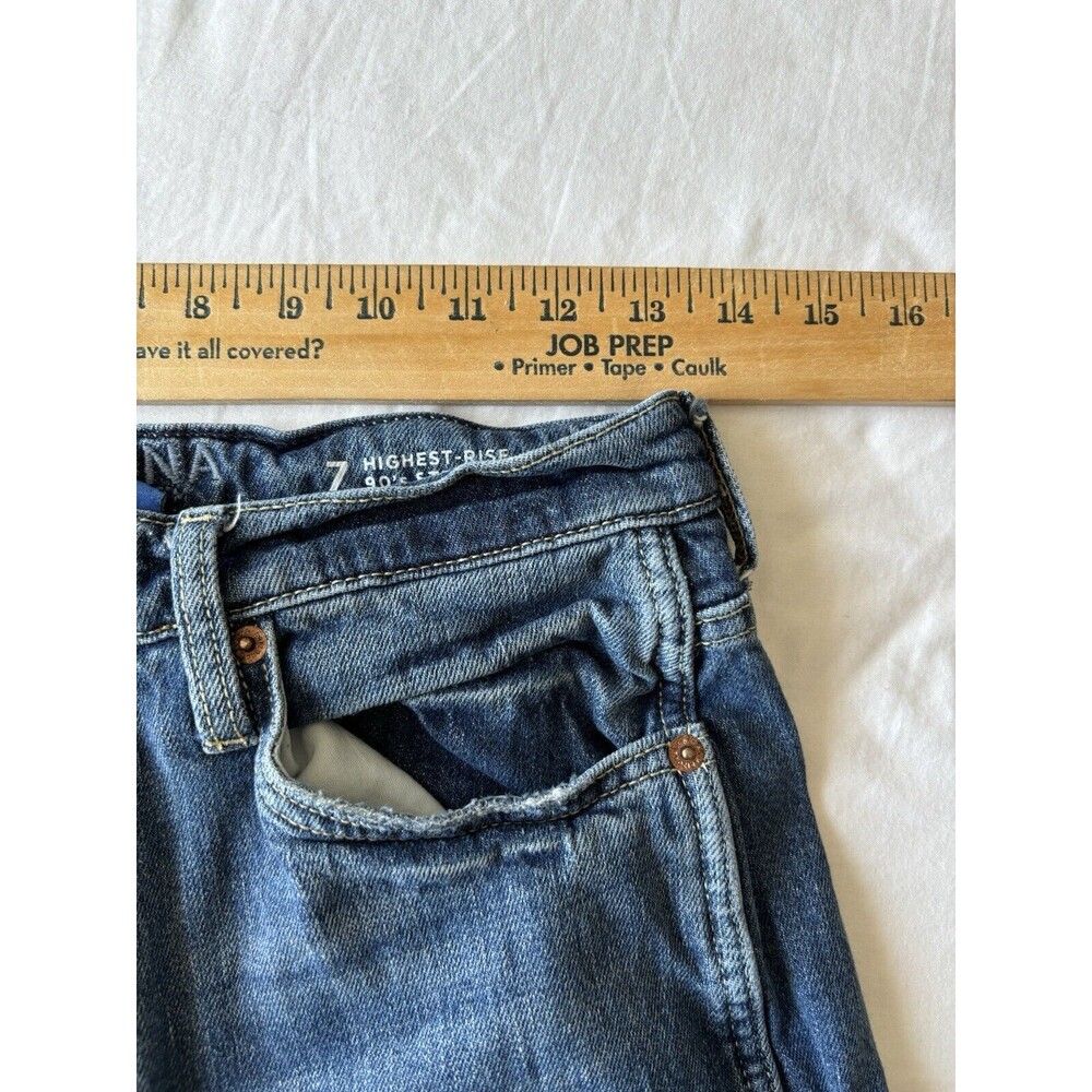 American Eagle Jeans Girls 7 Highest Rise 90s Straight Blue Stretch Distressed - Picture 8 of 10